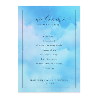 "Wed" Blue Cloudy Sky Ceremony Schedule Program