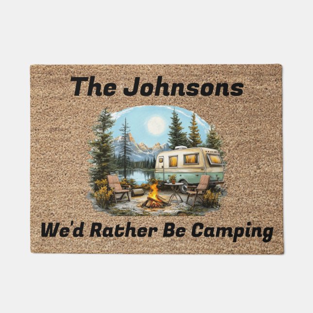 We'd Rather Be Camping Simulated Coir Door Mat (Front)