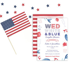 WED White Blue Couples Shower or Engagement Party Invitation