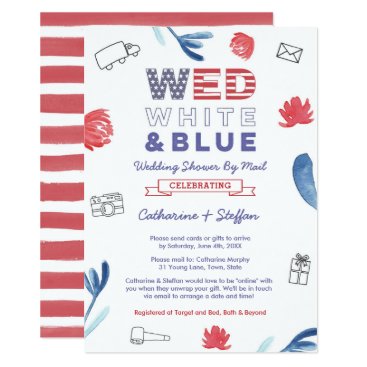 Wed White Blue Virtual Wedding Shower By Mail Invitation Wed White Blue Virtual Wedding Shower By Mail Invitation
