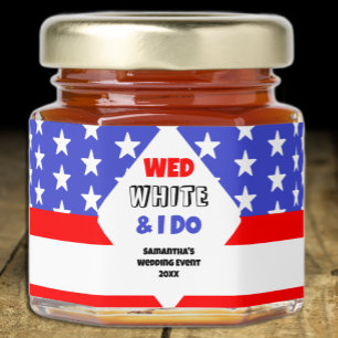 Wed, White & I Do Patriotic Wedding Event Honey Jar Favors
