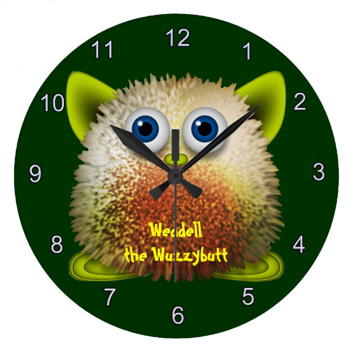 Weddell the Wuzzybutt Kids' Fun Cartoon Clock