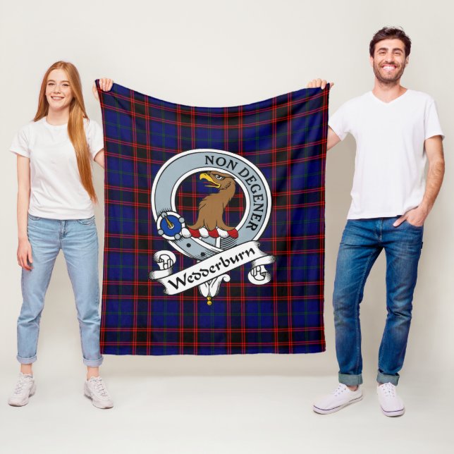 Wedderburn Clan Badge Tartan Plaid Fleece Blanket (In Situ)
