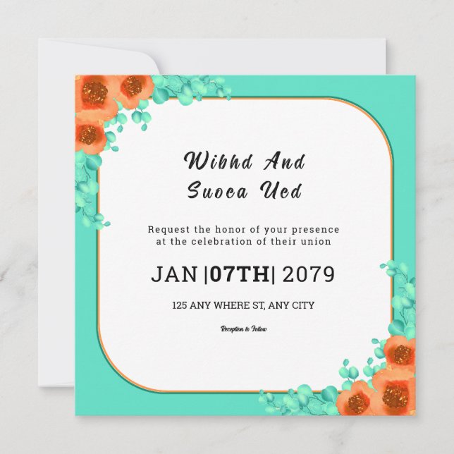 Weddign Square Gatefold Invitation Card Design (Front)
