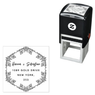 weddin Couple Names Simple Typography Wedding Self-inking Stamp