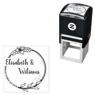 weddin Couple Names Simple Typography Wedding Self-inking Stamp