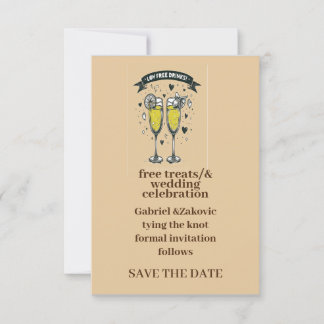 weddind save date with wine glass invitation