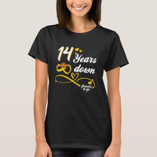 Wedding 14 Years Down Forever To Go Infinite Love  T_Shirt