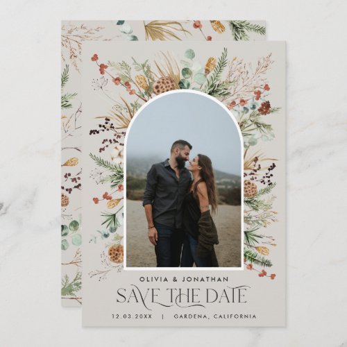 Wedding 1 photo arch watercolor botanical floral save the date