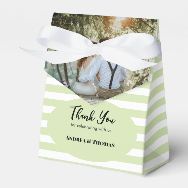 Wedding 1 Section Custom Photo Stripes Favor Boxes (Front Side)