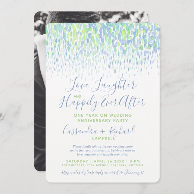 Wedding 1st anniversary happily ever after party invitation (Front/Back)