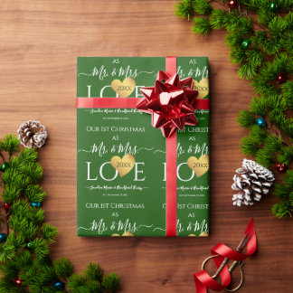 Wedding 1st first Christmas Name Mr Mrs Wrapping Paper