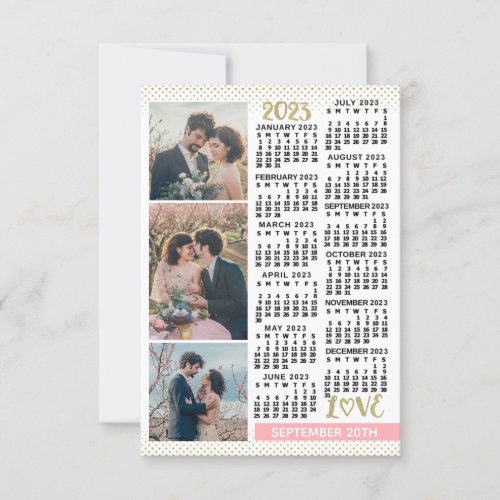 Wedding 2023 Calendar Blush Pink Gold 3 Photos Save The Date