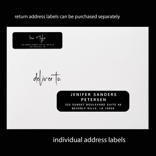 Wedding 24 guest address ROUNDED black labels