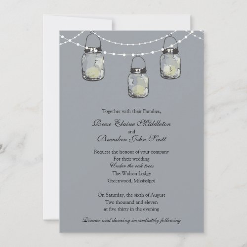 Wedding - 3 Hanging Mason Jars Personalized Announcement