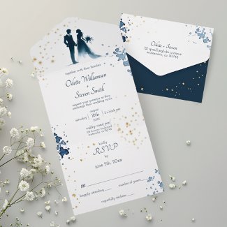 Wedding 3 in 1 Budget Navy Blue and Gold with RSVP