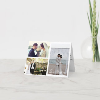 Wedding 3 Photo Collage Letterpress Thank You Card