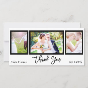 Wedding 3 Photo Picture Black White Thank You