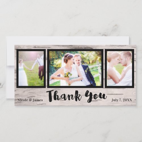 Wedding 3 Photo Picture Rustic Birch Thank You
