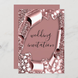 Wedding 3D Cart Effect Frame Florals Rose Glam Invitation
