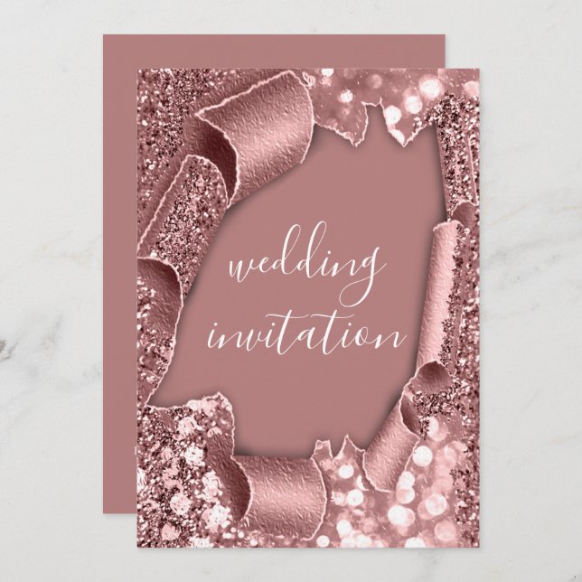 Wedding 3D Cart Effect Frame Rose Blush Royals Invitation (Front/Back)