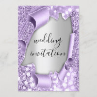 Wedding 3D Effect Elegant Purple Silver Glitter