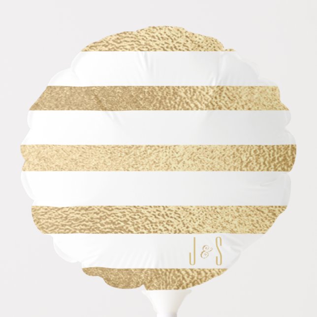 Wedding 6" Round Balloon Elegant Gold and Black (Front)