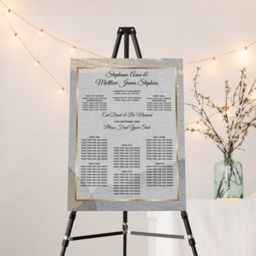 Wedding 6 Table Seating Chart Abstract Stone  Foam Board