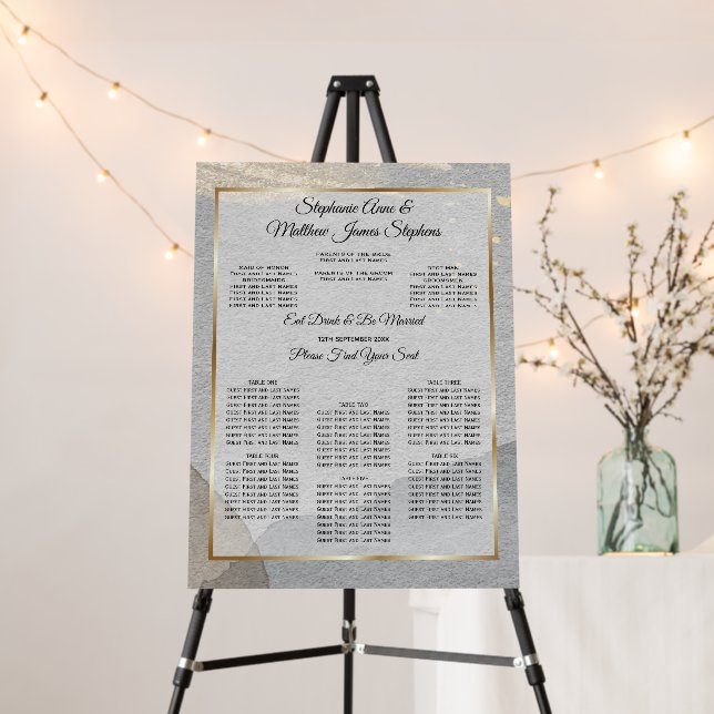 Wedding 6 Table Seating Chart Abstract Stone  Foam Board (In Situ (Stand))