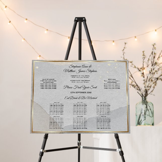Wedding 6 Table Seating Chart Abstract Stone Foam Board (In Situ (Stand))