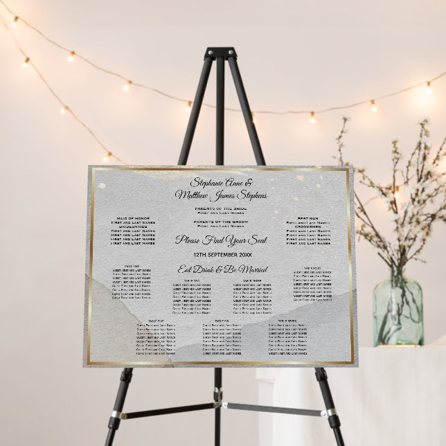 Wedding 7 Table Seating Chart Abstract Stone Foam Board (In Situ (Stand))