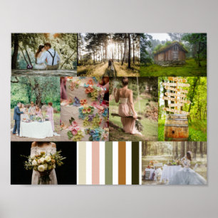 Wedding 9 Photo Template Color Swatches Mood Board Poster