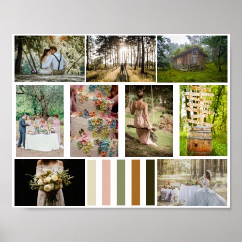 Wedding 9 Photo Template Mood Board Color Swatches Poster