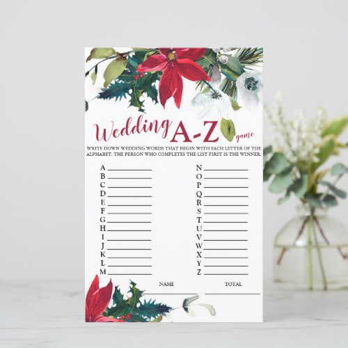 Wedding A_Z Christmas Poinsettia Bridal Game