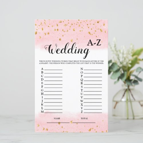 Wedding A_Z Pink Gold Bridal Game