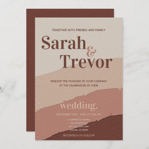 Wedding Abstract 70's Terracotta and Wine Invitation