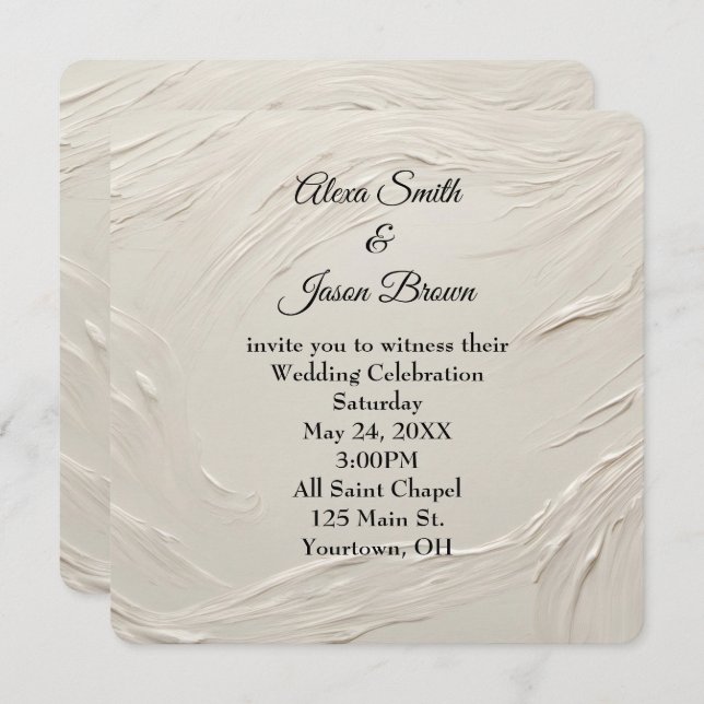 Wedding Abstract Ivory Texture Invitation (Front/Back)