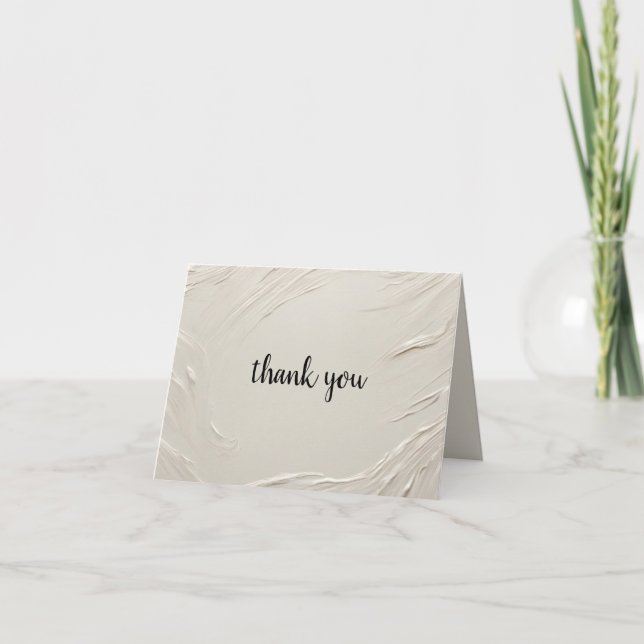 Wedding Abstract Ivory Textured Thank You Card (Front)