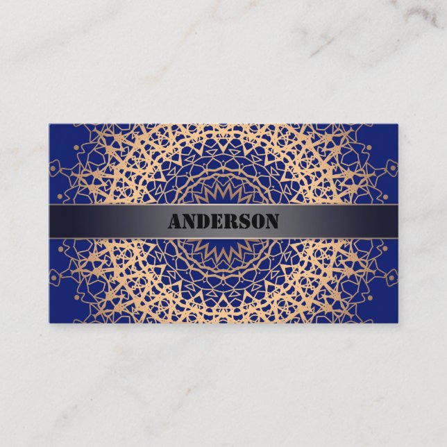 Wedding abstract mandala east asian lace round orn place card (Front)