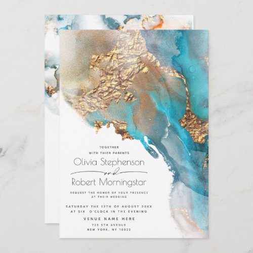 Wedding  Abstract Marbled Alcohol Ink Invitation