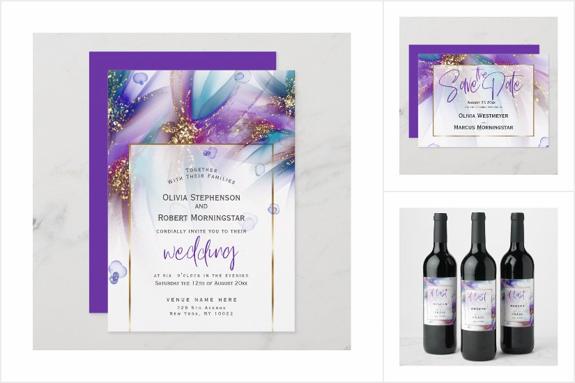 WEDDING | Abstract Purple and Teal Floral 