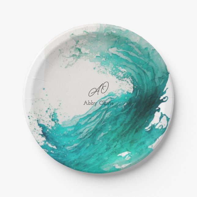 Wedding abstract simple paper plates (Front)