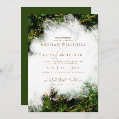 Wedding  Abstract Stunning Emerald Crystal Agate  Invitation