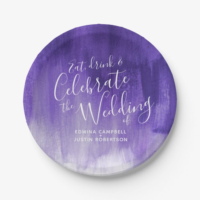 Wedding abstract ultraviolet purple paper plate (Front)
