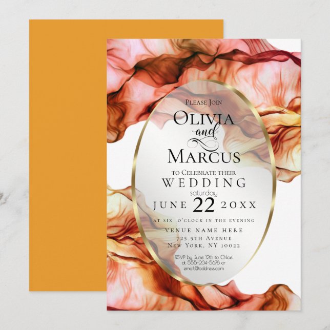 WEDDING | Abstract Watercolor Autumn Colors 2 Invitation (Front/Back)