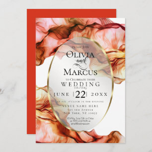 WEDDING Abstract Watercolor Autumn Colors 4 Invitation