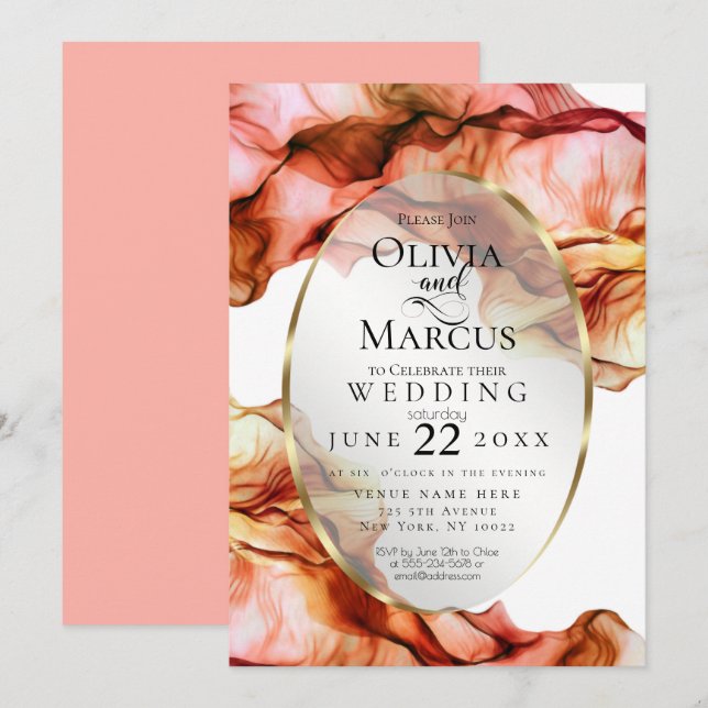 WEDDING | Abstract Watercolor Autumn Colors 6 Invitation (Front/Back)