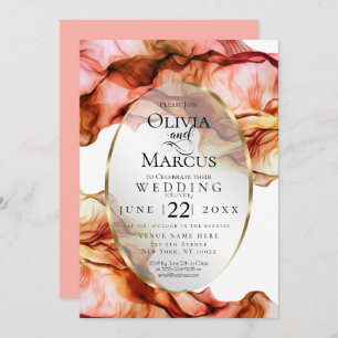 WEDDING Abstract Watercolor Autumn Colors 6 Invitation