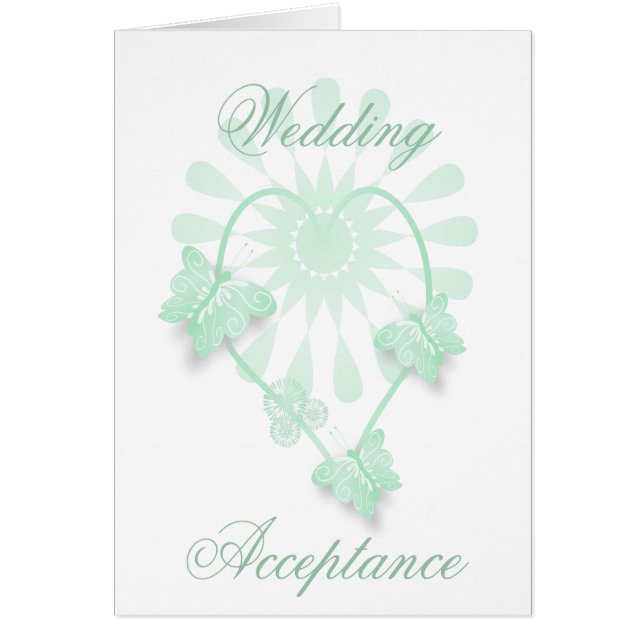 Wedding Acceptance Card Butterfly Hearts (Front)