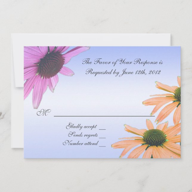 wedding acceptance card,daisy flowers invitation (Front)